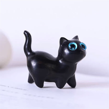 Mythstone Green Sandalwood Small Leaf Red Sandalwood Cute Cat Animals Soothing Peace Decorations