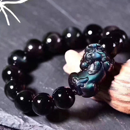 Mythstone FengShui PiXiu Rainbow Obsidian Luck Bracelet