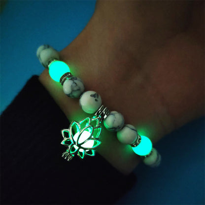 MythStone Tibetan Turquoise Glowstone Luminous Bead Lotus Protection Bracelet