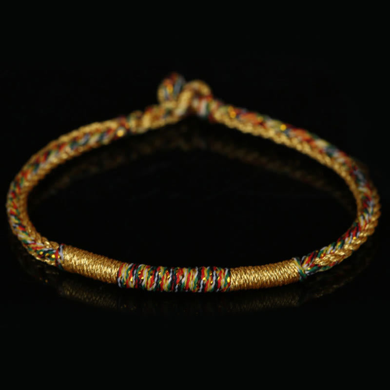 Mythstone Handmade Gold Multicolored Rope Protection Braided Bracelet Anklet