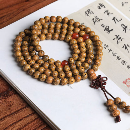 Mythstone 108 Mala Beads Bodhi Seed Red Agate Auspiciousness Bracelet