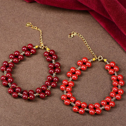 Mythstone Natural Cinnabar Beaded Blessing Bracelet