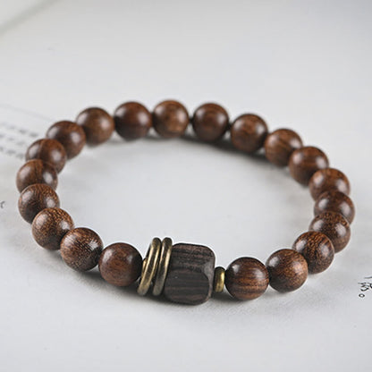 Mythstone Sandalwood Ebony Wood Bead Healing Single Double Wrap Bracelet