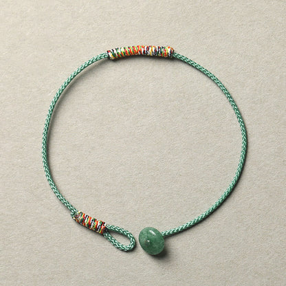 Pulsera trenzada de cuerda con aventurina verde tibetana hecha a mano para proteger la suerte 