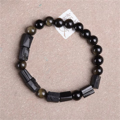 Mythstone Gold Sheen Obsidian Black Tourmaline Wealth Bracelet