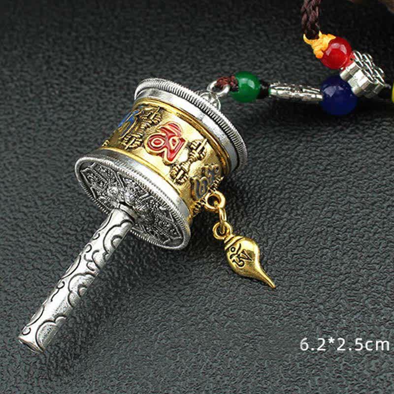 Mythstone Tibet Om Mani Padme Hum Prayer Wheel Tassel Bag Car Hanging Decoration