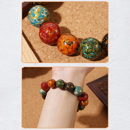 Pulsera de cuentas de laca multicolores naturales Mythstone 