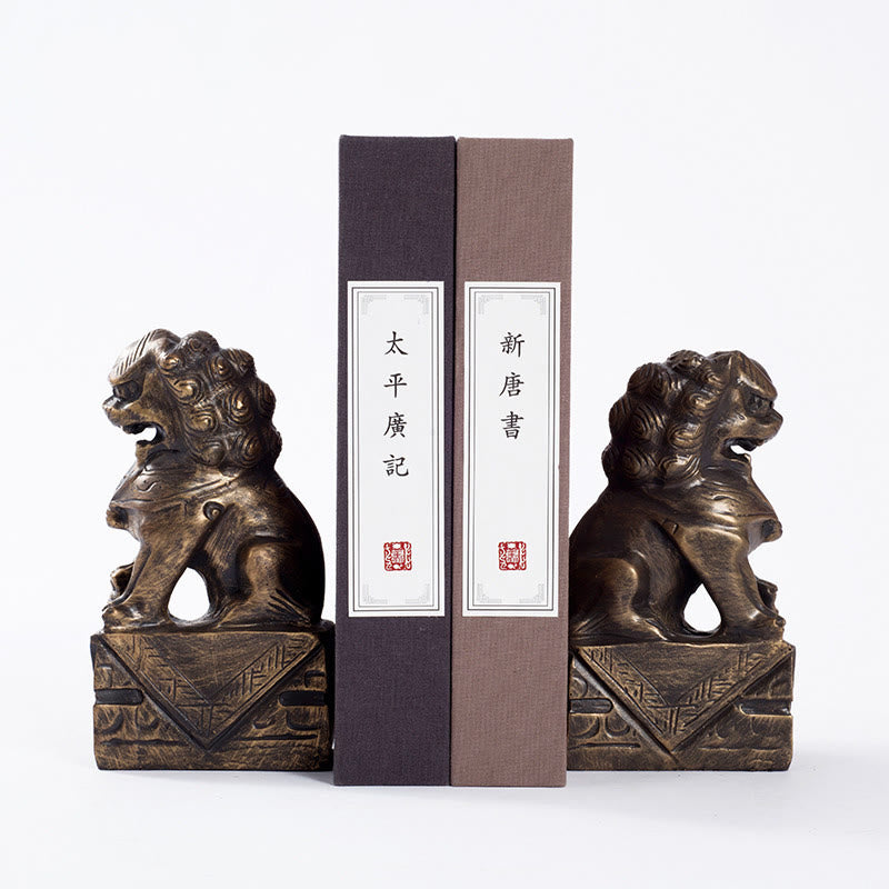 Mythstone 2Pcs Lion Statue Courage Strength Resin Home Office Decoration