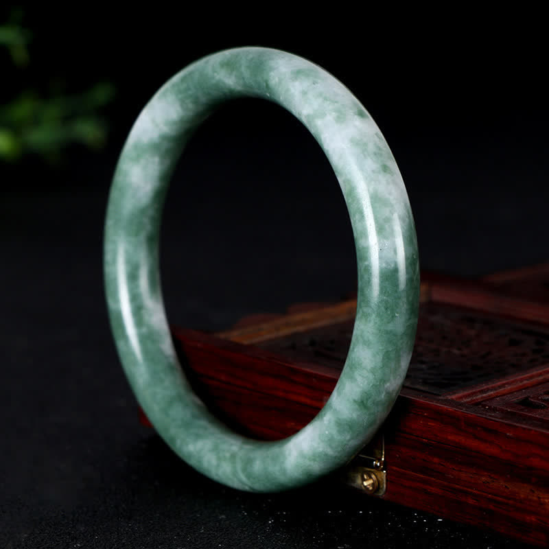 Mythstone Natural Jade Luck Abundance Bangle Bracelet