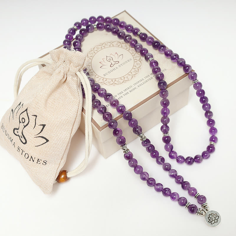 Mythstone Natural Amethyst Purification Mala Bracelet