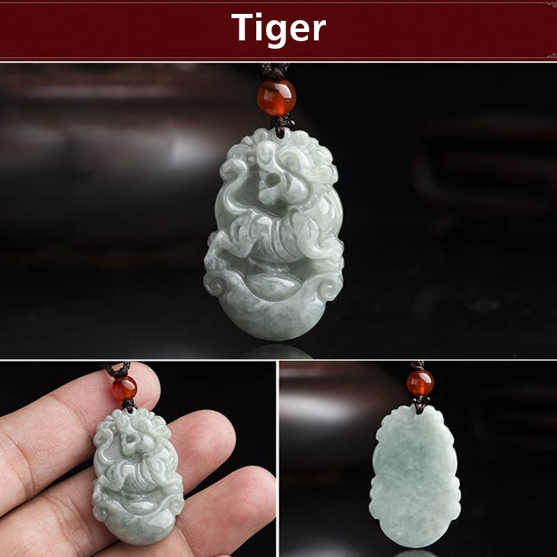 Mythstone Natural Jade 12 Chinese Zodiac Sucess Pendant Necklace Necklaces & Pendants Mythstone 8