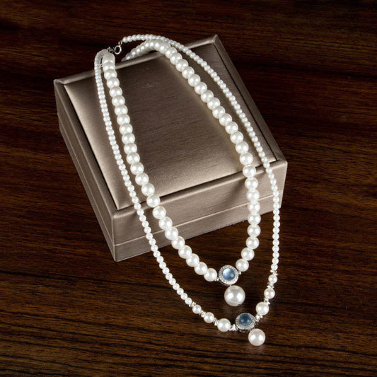 Mythstone Natural Pearl Chalcedony Bead Healing Necklace Pendant