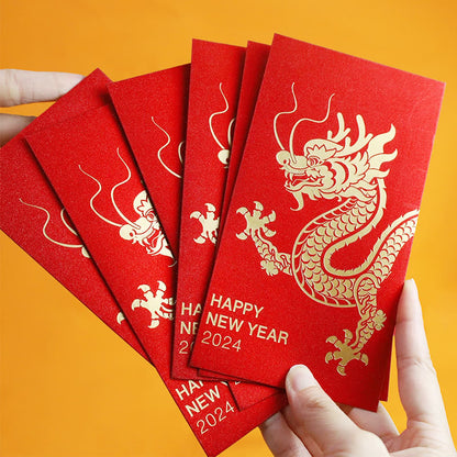 Mythstone 6Pcs Chinese Red Envelope Year of the Dragon Lucky Money Envelopes 2024 Chinese New Year Dragon Year Envelope