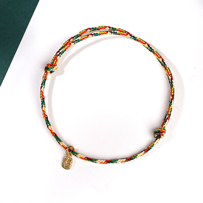 Mythstone Auspicious Fu Character Peace And Joy Luck Handmade Multicolored Child Adult Bracelet