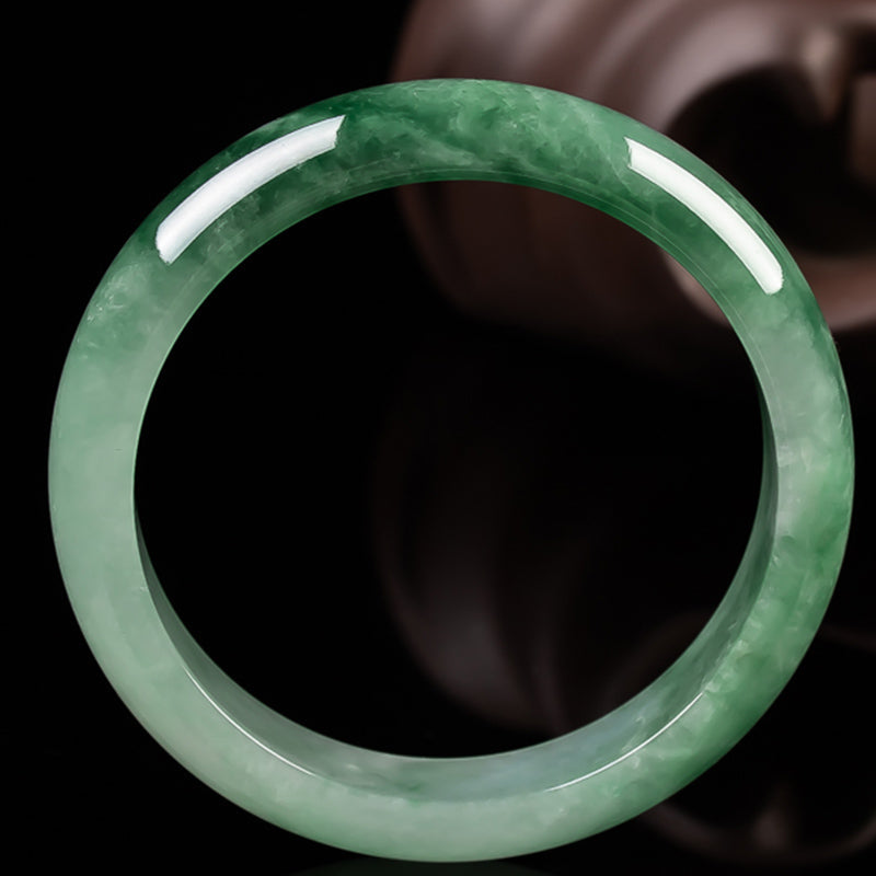 MythStone Natural Jade Fortune Blessing Bangle Bracelet