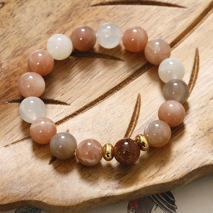 Mythstone Natural Sun Stone Gold Sandstone Wealth Positive Bracelet