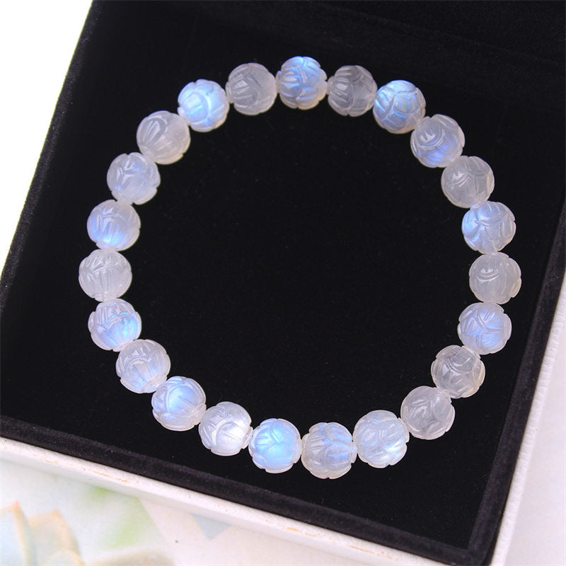 Mytthstone Natural Moonstone Lotus Love Bracelet