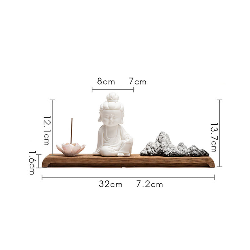 Quemador de incienso de cerámica con forma de flor de loto de Mythstone, Tathagata, Kwan Yin, Avalokitesvara, Ksitigarbha, meditación