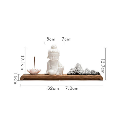 Quemador de incienso de cerámica con forma de flor de loto de Mythstone, Tathagata, Kwan Yin, Avalokitesvara, Ksitigarbha, meditación