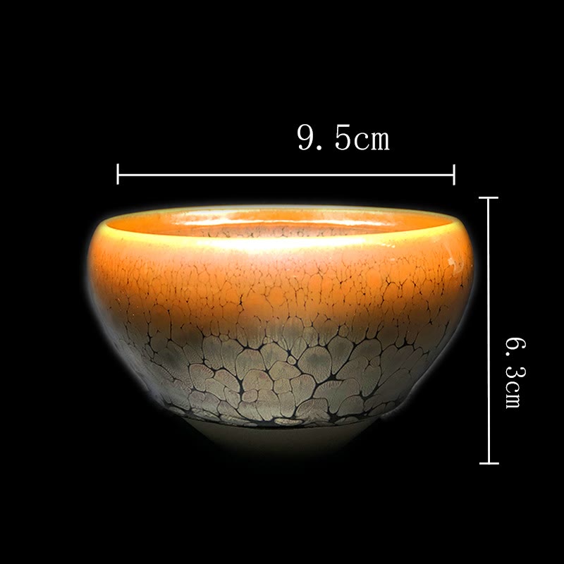 Mythstone Gold Spot Pattern Chinese Jianzhan Ceramic Teacup Kung Fu Tea Cup Bowl With Gift Box