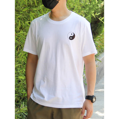 Mythstone Men's Summer Round Neck Short Sleeve Yin Yang Cotton T-Shirt