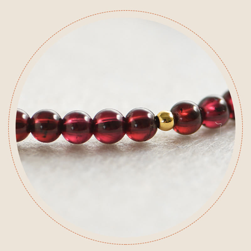 Mythstone Natural Garnet Golden Beads Stability Bracelet