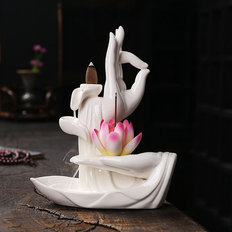 Mythstone Tibetan Lotus Blessing Incense Burner Decoration