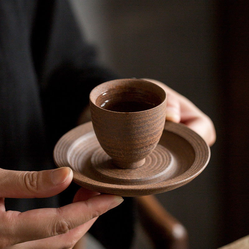 Mythstone Handcrafted Retro Brown Ceramic Teacup Kung Fu Tea Cup