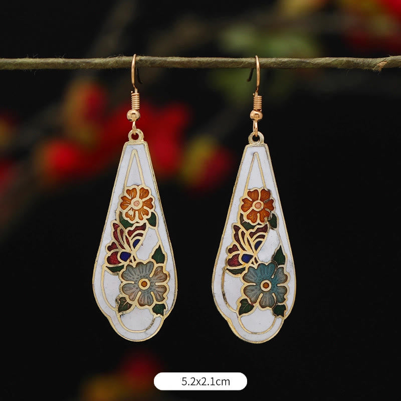 Mythstone Lotus Butterfly Flower Alloy Copper Enlightenment Drop Earrings