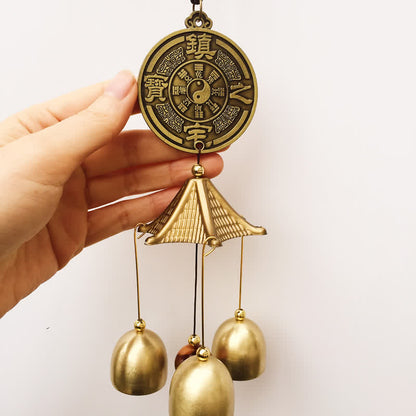 Mythstone Blessing Letter Elephant Bagua Auspicious Coin Wall Hanging Chime Bell Handmade Home Decoration