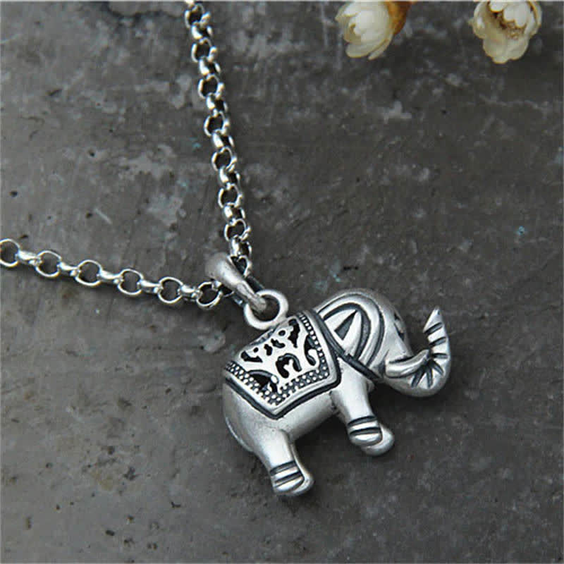 Mythstone 990 Sterling Silver Elephant Strength Necklace Pendant