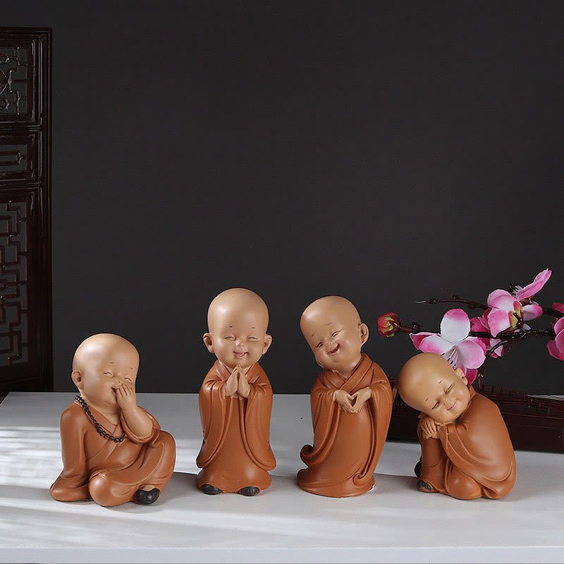 Mythstone Small Mini Meditation Praying Monk Serenity Resin Home Decoration