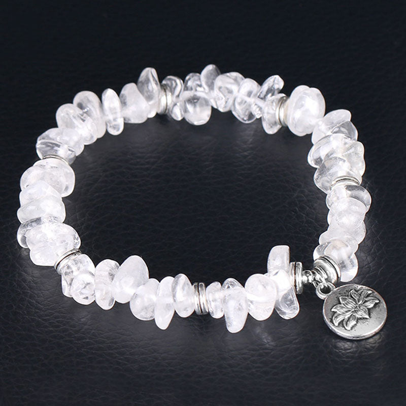 Pulsera curativa de loto de cristal blanco natural Mythstone 