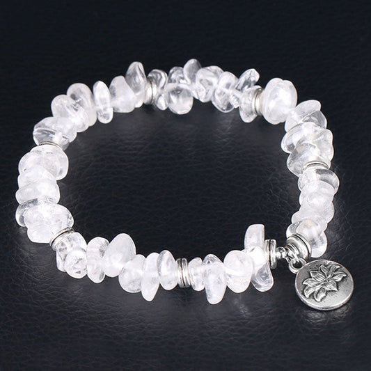 Mythstone Natural White Crystal Lotus Healing Bracelet