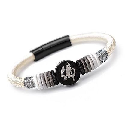 Mythstone Buddha Character Ebony Handcrafted Rope Bracelet