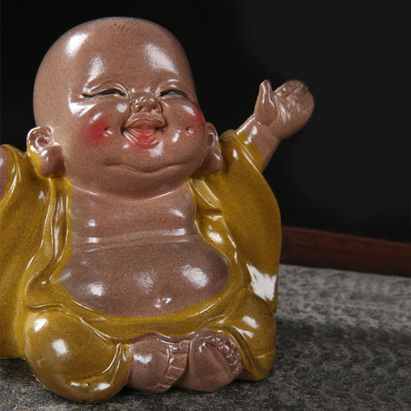 Mythstone Color Changing Laughing Buddha Resin Tea Pet Wealth Home Figurine Decoration