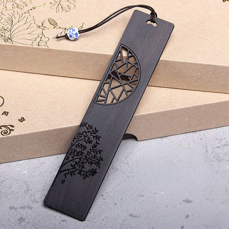 Mythstone The Tree of Life Ebony Wood Small Leaf Red Sandalwood Bookmarks With Gift Box