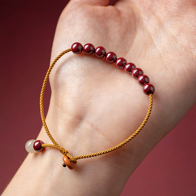 Mythstone Natural Cinnabar Beaded Blessing Handmade Bracelet