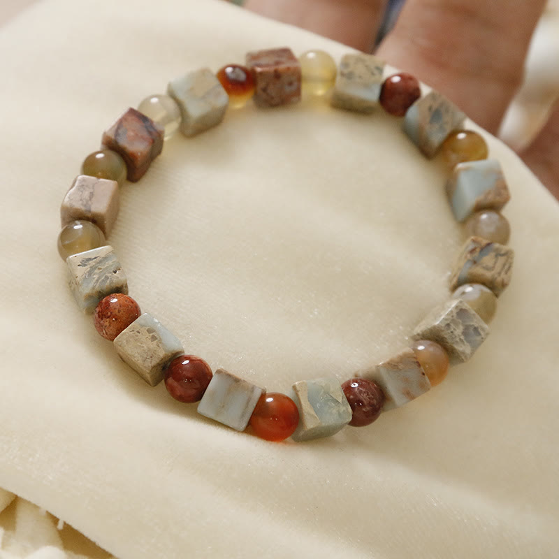 Mythstone Natural Stone Sea Sediment Jasper Agate Protection Bracelet