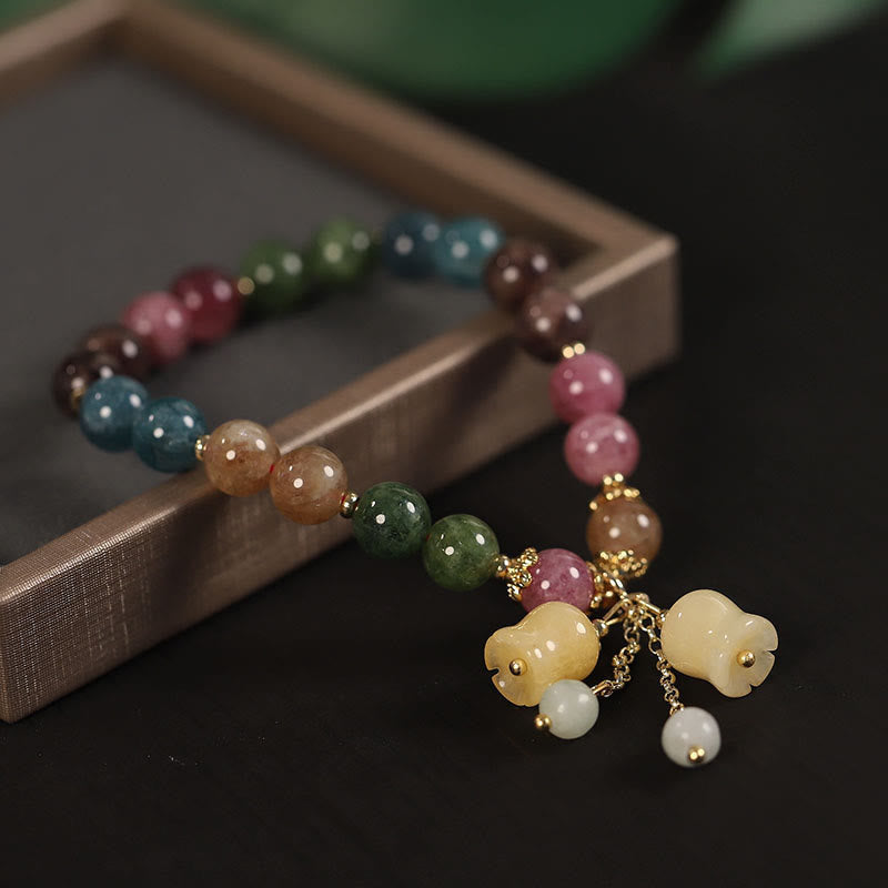 MythStone Natural Colorful Tourmaline Flower Bead Love Bracelet