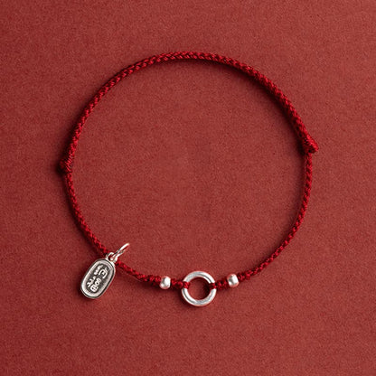 Mythstone 925 Sterling Silver Lucky Fortune Peace Joy Lotus Peace Buckle Red String Bracelet