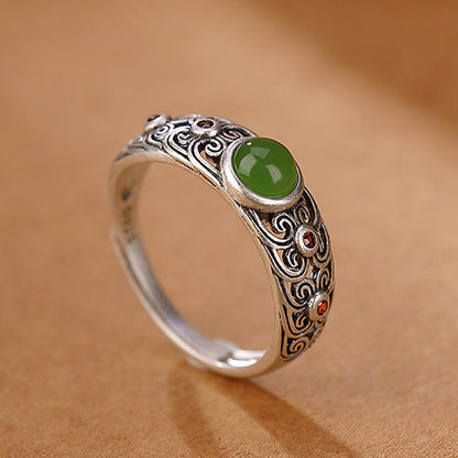 Anillo ajustable de armonía de jade cian hetiano en plata de ley 925 Mythstone 