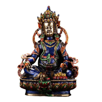 Mythstone Yellow Jambhala Bodhisattva Figurine Serenity Copper Statue Home Decoration