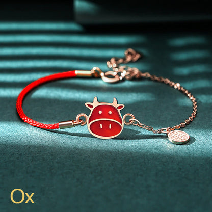 Mythstone 925 Sterling Silver Color-changing Chinese Zodiac Luck Protection Red String Chain Bracelet