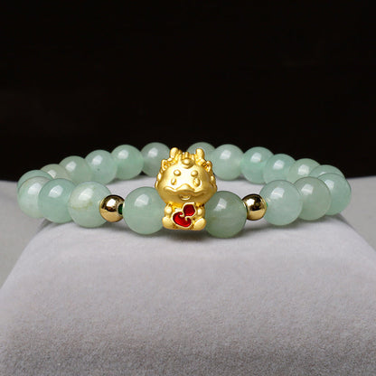 Mythstone Year Of The Dragon Natural Green Aventurine Lucky Gourd Bracelet