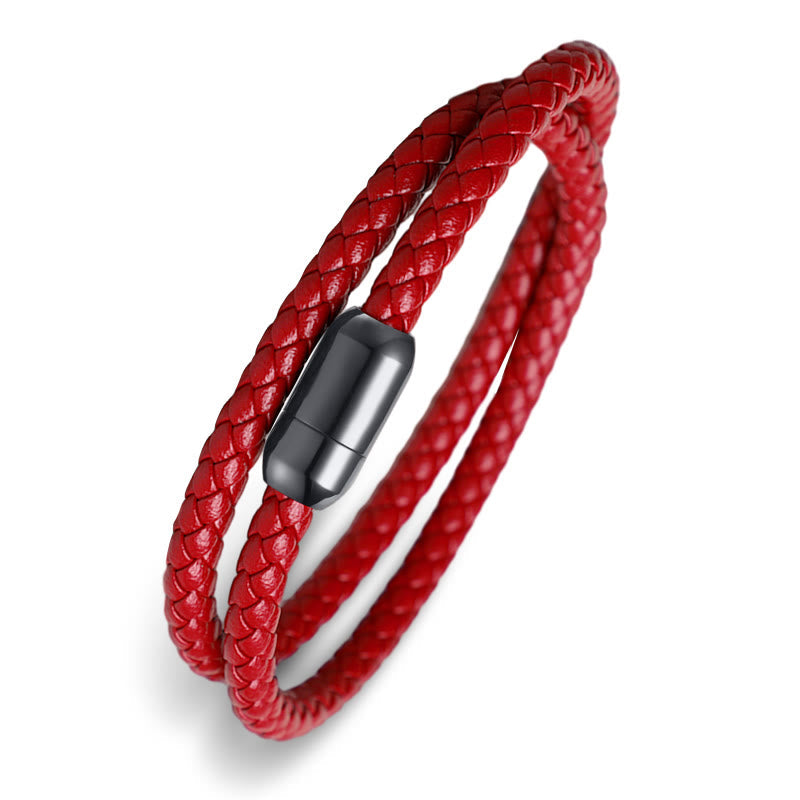 Mythstone Genuine Leather Red String Protection Magnetic Buckle Bracelet