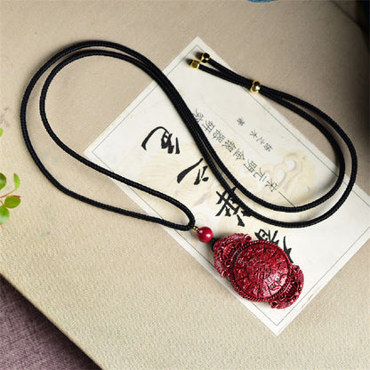 Mythstone Laughing Buddha Yin Yang Chinese Zodiac Gourd Natural Cinnabar Blessing Necklace Pendant