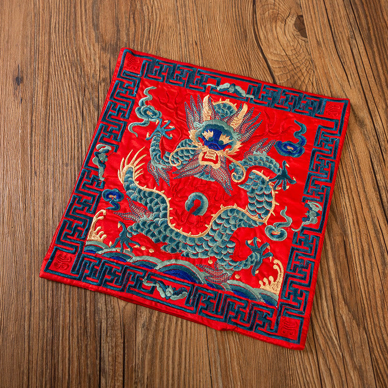 Mythstone Phoenix Dragon Kirin Embroidery Cup Mat Pad Tea Cup Coaster Kung Fu Tea Mat