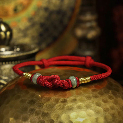 MythStone Red String Jade Luck Fortune Knot Braided Couple Bracelet