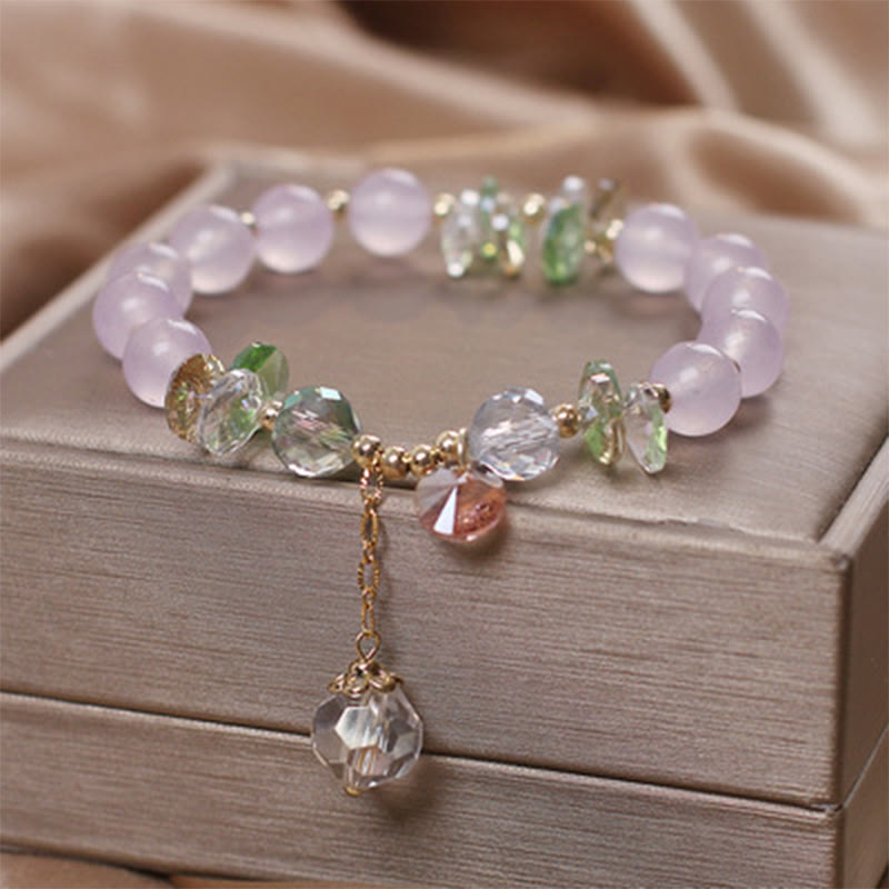 Mythstone Cat's Eye Pink Crystal Peace Charm Bracelet